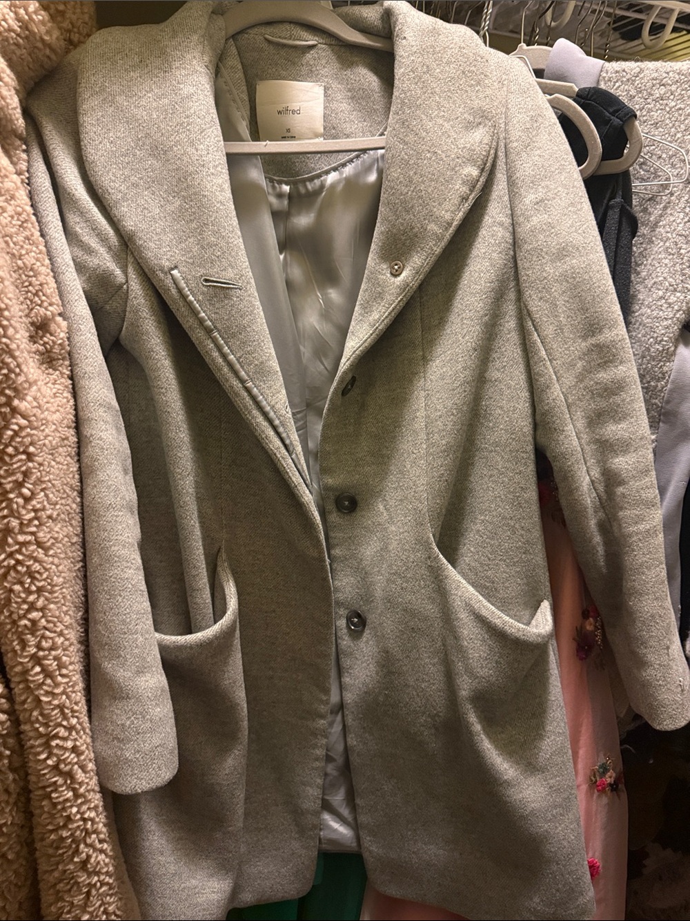 Wilfred Light Gray Wool Trench Coat
